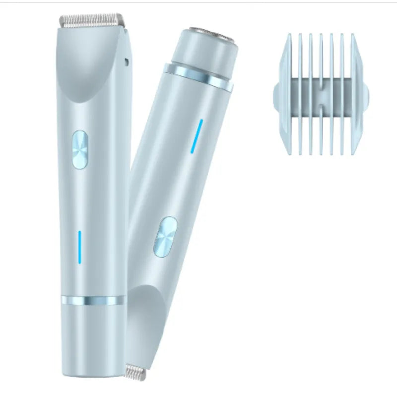 2-in-1 electric hair remover in light blue with comb attachment