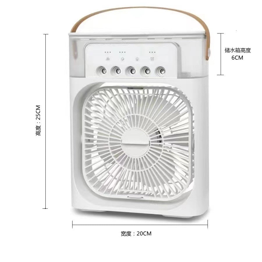Portable air cooler fan, white mini evaporative cooler with square grille and carrying handle