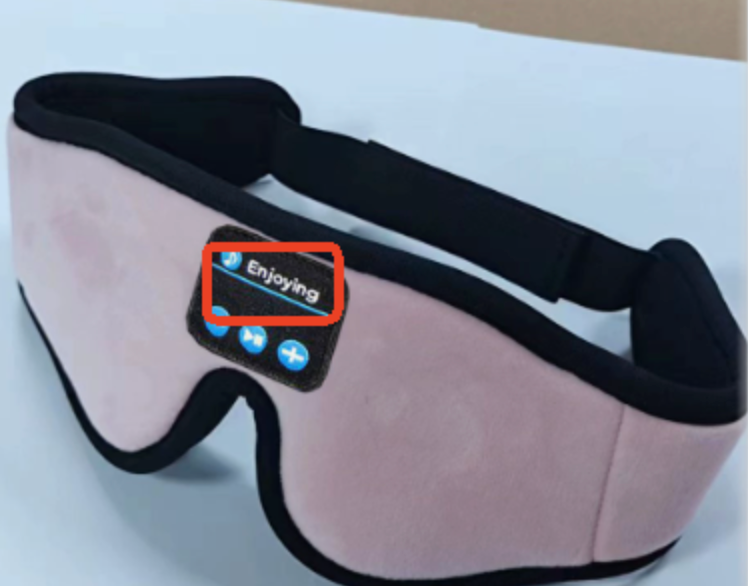 Wireless 3D Bluetooth sleep eye mask, pink fabric, blue music screen and buttons