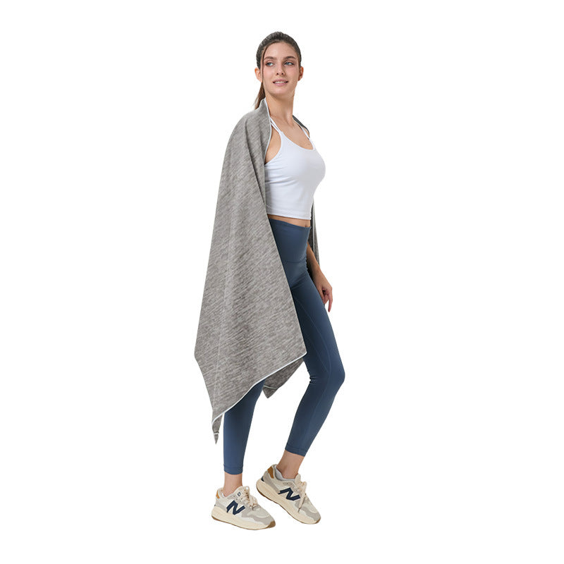 Quick-dry microfibre beach towel, gray, large fold with corner tassel