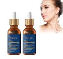 Two anti-aging serum bottles with gold droppers