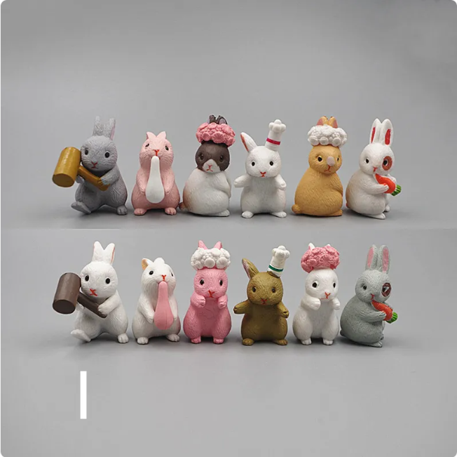 Assorted mini resin animal figurines set for fairy gardens and terrariums