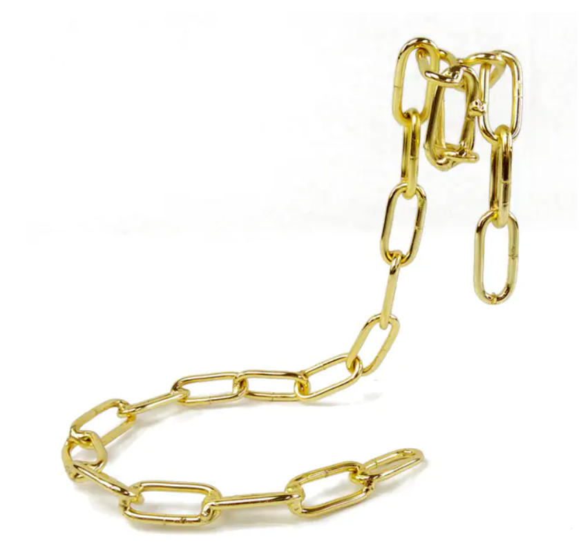 Wine bottle chain holder with gold-toned metal chain links