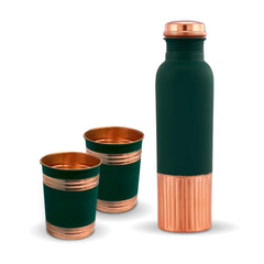 Winning Market Copper Water Bottle - 100% Pure Copper with Ayurvedic Benefits Handcrafted Leak-Proof Design - Includes Copper Cups for Best Experience - Easy to Clean Copper Cup Set.