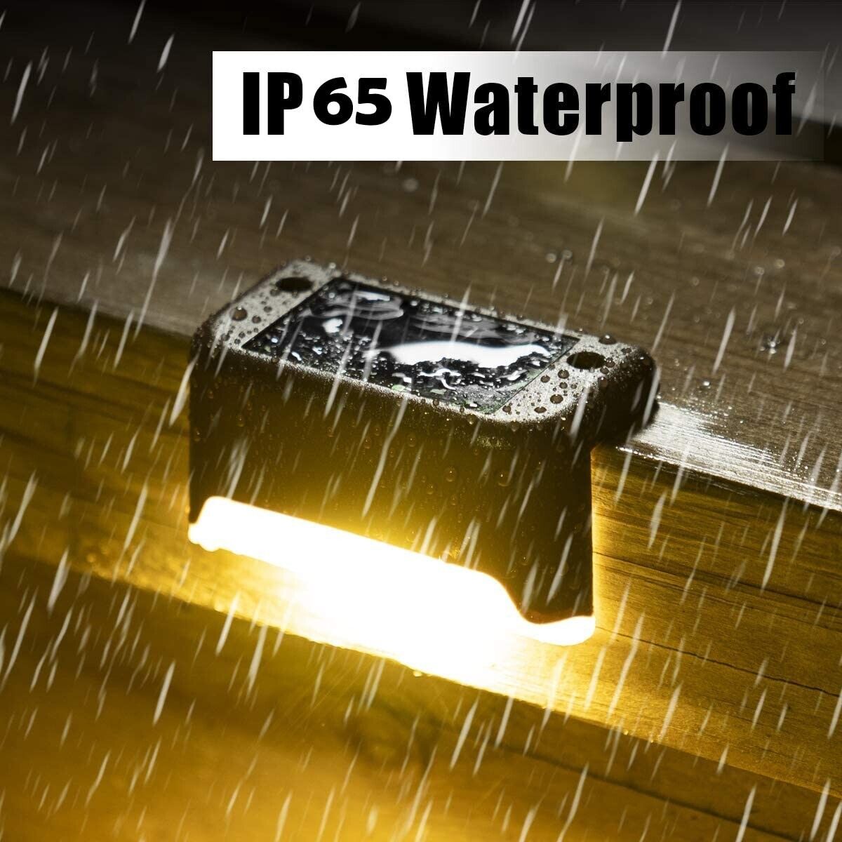 Solar deck step light, waterproof cap with glowing LED under rain