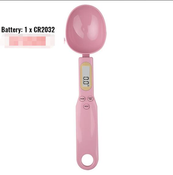 Digital measuring spoon scale, pink glossy body with LCD screen and spoon bowl