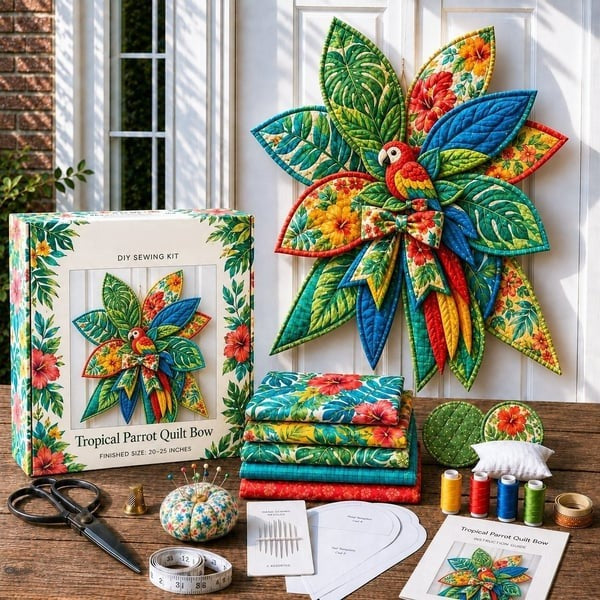 DIY Oversized Quilted Bow Sewing Kit Fabric Craft Set With Large Bow Pattern For Handmade Projects