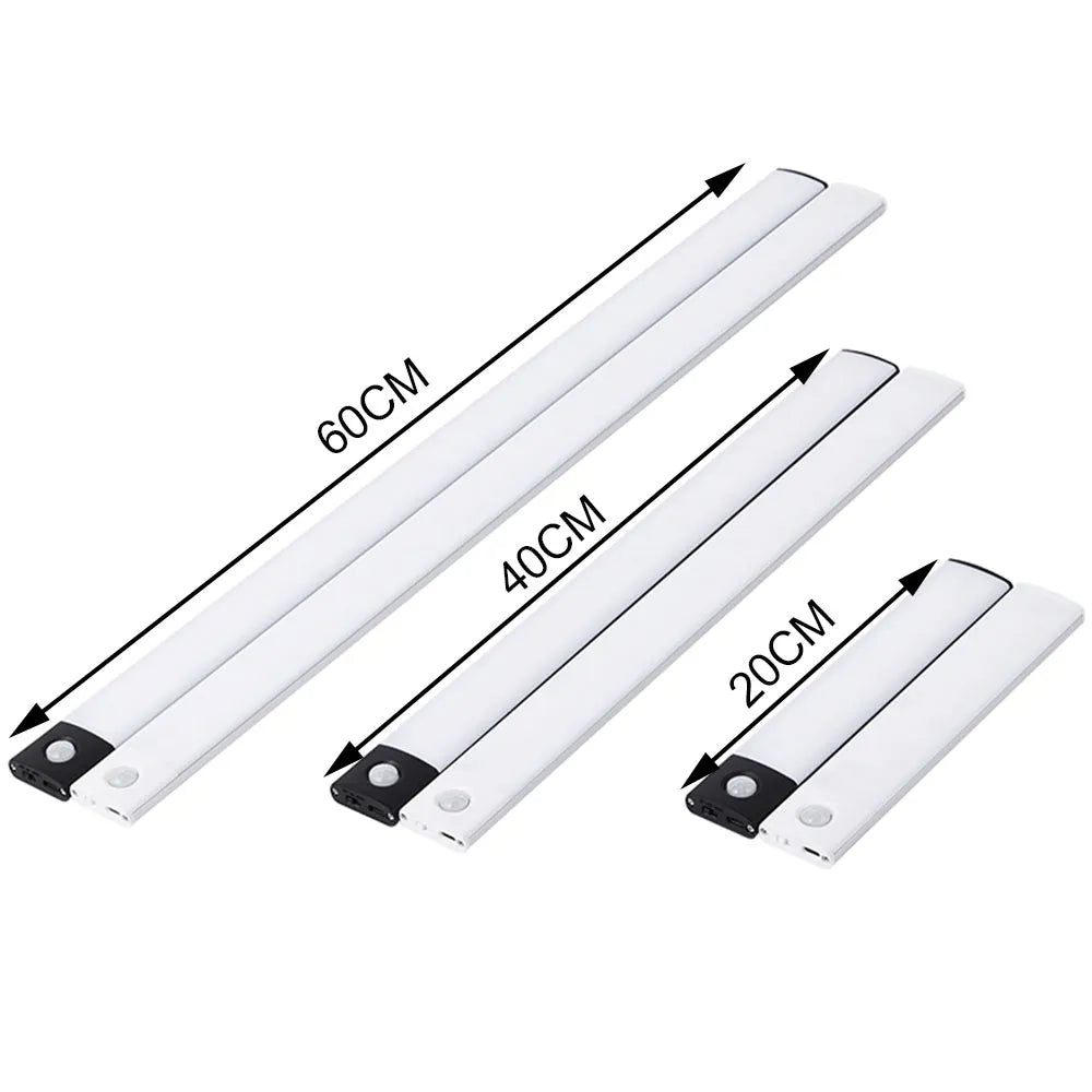 60cm white LED motion-sensor light bar set with sensor end caps