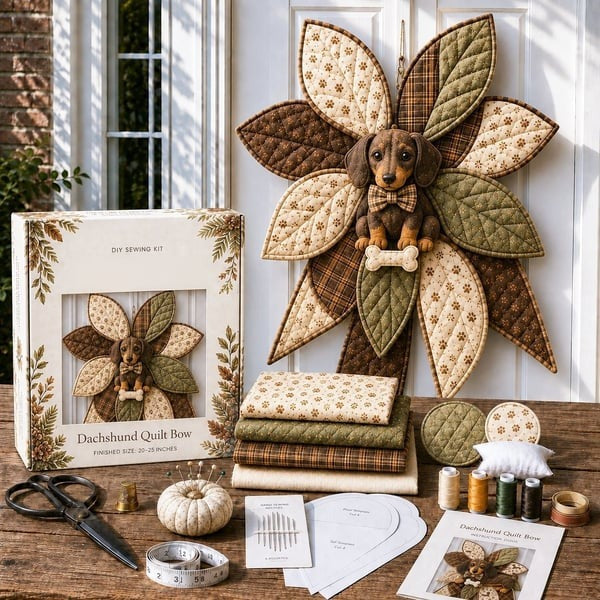 DIY Oversized Quilted Bow Sewing Kit Fabric Craft Set With Large Bow Pattern For Handmade Projects