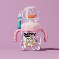 Children's Whale Cartoon Diving Fountain Water Bottle - Tritan Leakproof Sippy Cup (Various Sizes & Colours)