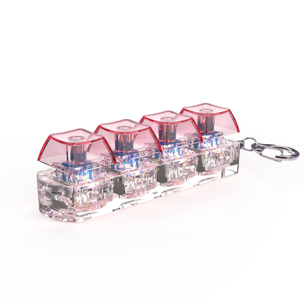 LED mechanical switch tester fidget keychain with clear module and red-tinted top switches