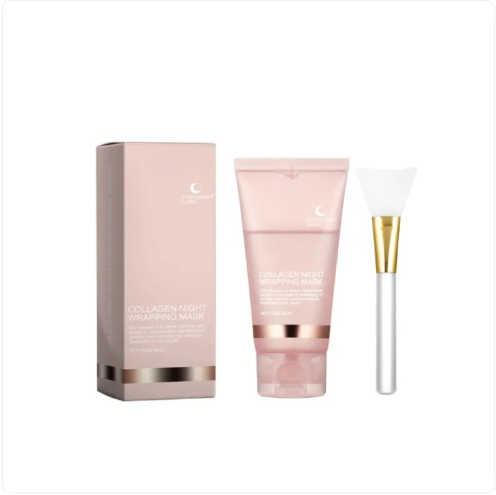 Collagen peel-off mask set: pink box, tube, and applicator brush