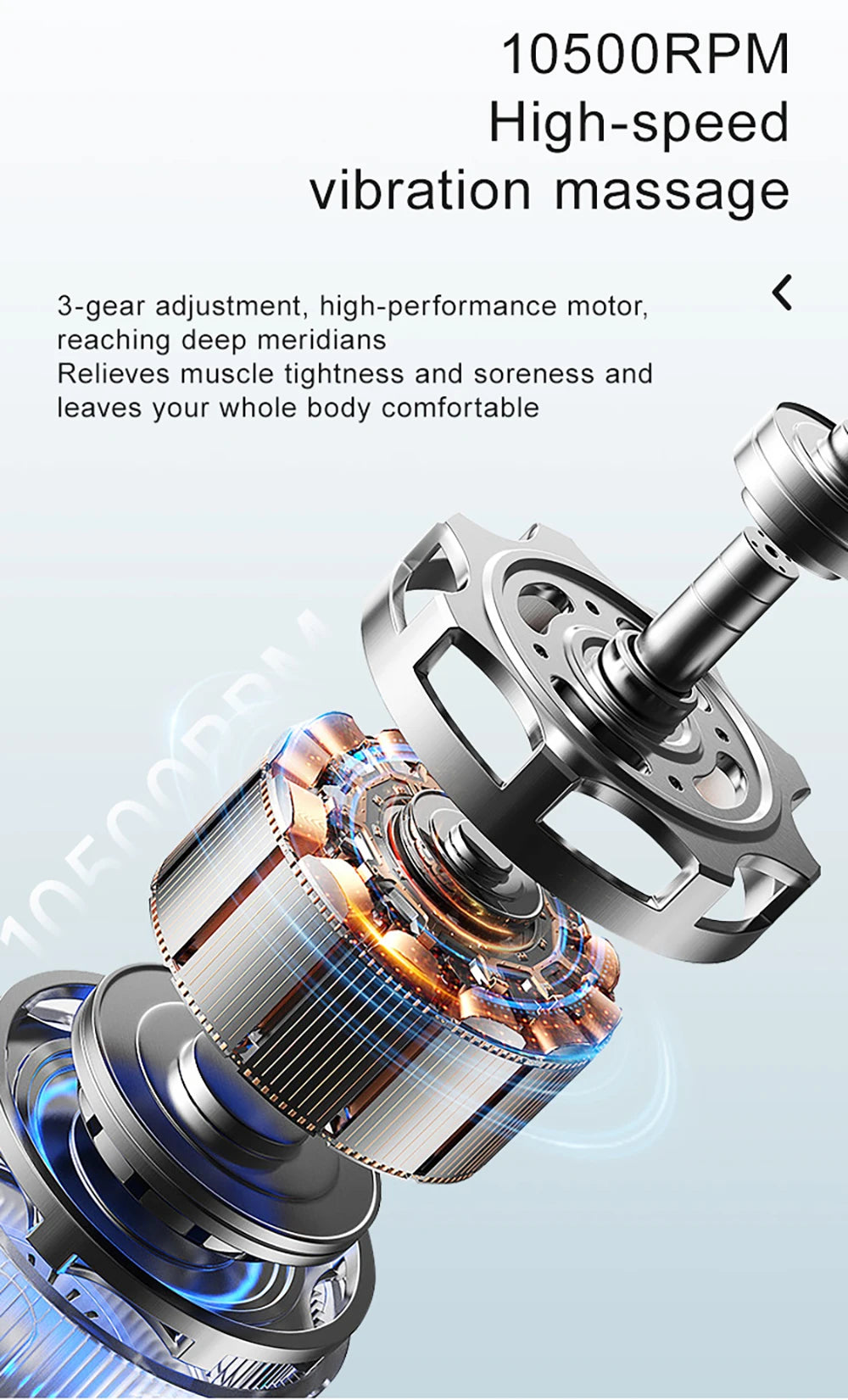 Massage tool showing rotating internal motor and heated vibration components