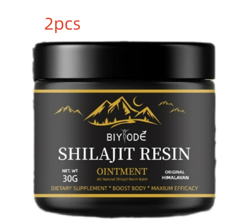 Shilajit resin ointment jar, black with gold label, 2 pcs pack