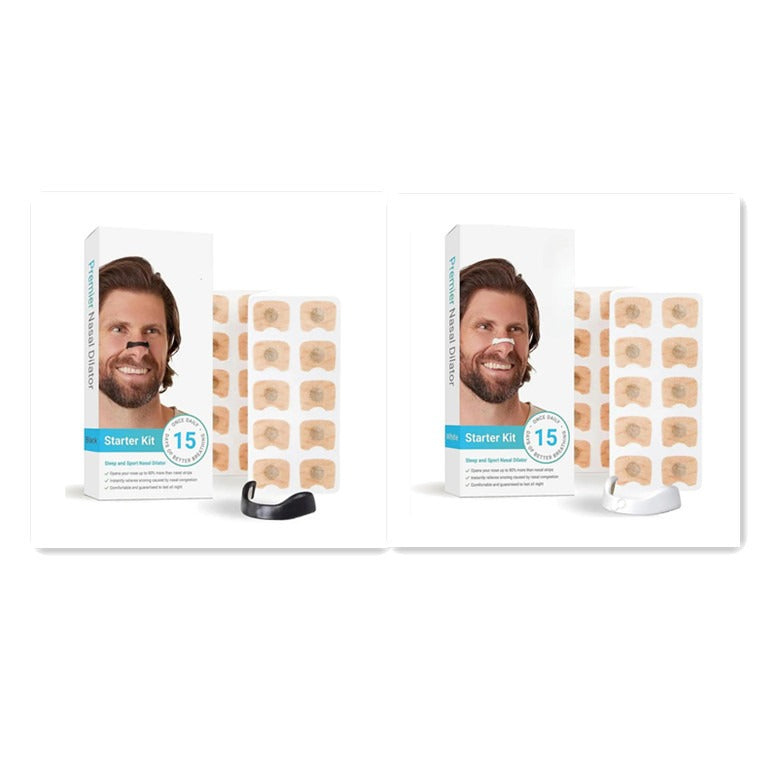 Magnetic nasal dilator starter kit items shown side by side with patch sheet