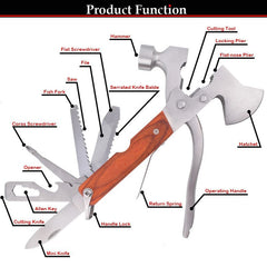 Multifunctional Coloured Wood Axe Hammer Outdoor Tool