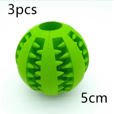 Green rubber treat-dispensing puzzle dog ball with ridged center divider