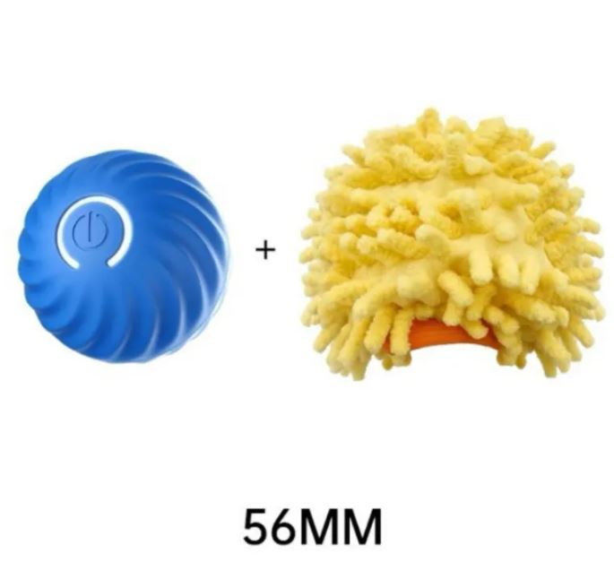 Blue gravity jumping rubber dog ball with yellow sea urchin replacement sleeve