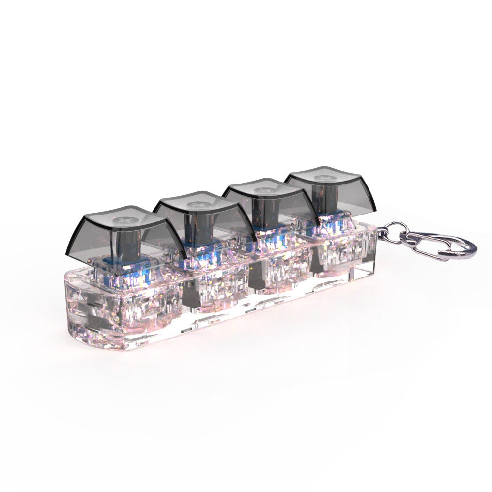 LED mechanical switch tester fidget keychain with clear module and dark top switches