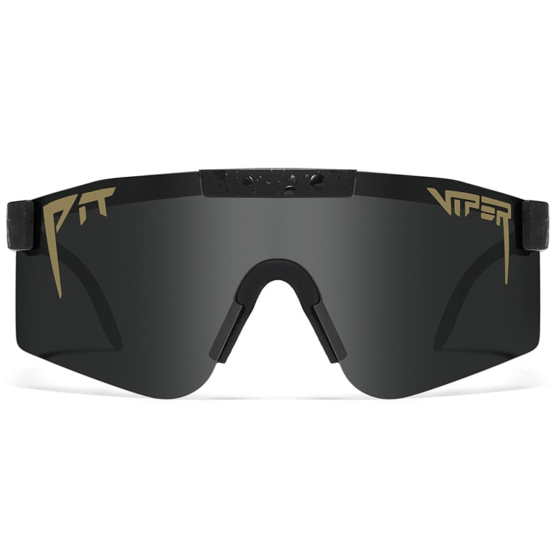 Women's sunglasses with dark tinted mirrored lenses and matte black frame