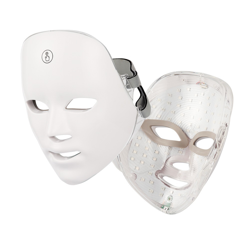 LED face mask with an additional transparent LED mask panel attachment