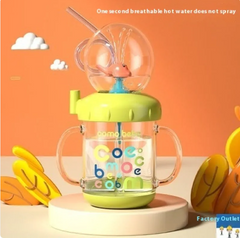 Children's Whale Cartoon Diving Fountain Water Bottle - Tritan Leakproof Sippy Cup (Various Sizes & Colours)