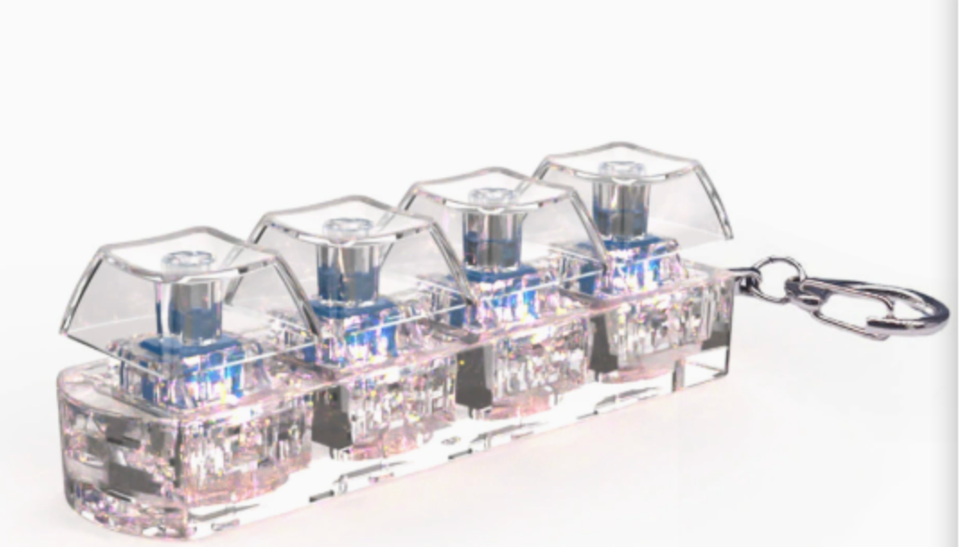 LED mechanical switch tester fidget keychain with clear module and transparent top switches