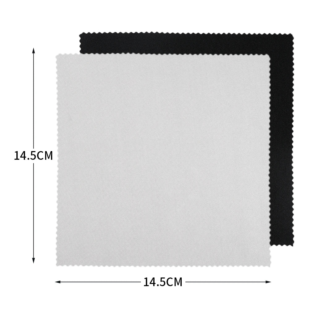 Microfiber cleaning cloth, white and black square size 14.5 cm