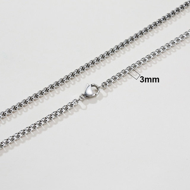 Silver-toned twisted rope Figaro necklace, clasp and 3mm link size shown on chain
