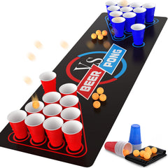 GOLDGE 63 x 23.6 inches (160 x 60 cm) Beer Pong Table Mat Drinking Games for Adults Party 8pcs Beer Pong Balls 30pcs Beer Pong Cups