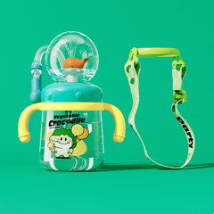Children's Whale Cartoon Diving Fountain Water Bottle - Tritan Leakproof Sippy Cup (Various Sizes & Colours)