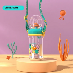 Children's Whale Cartoon Diving Fountain Water Bottle - Tritan Leakproof Sippy Cup (Various Sizes & Colours)