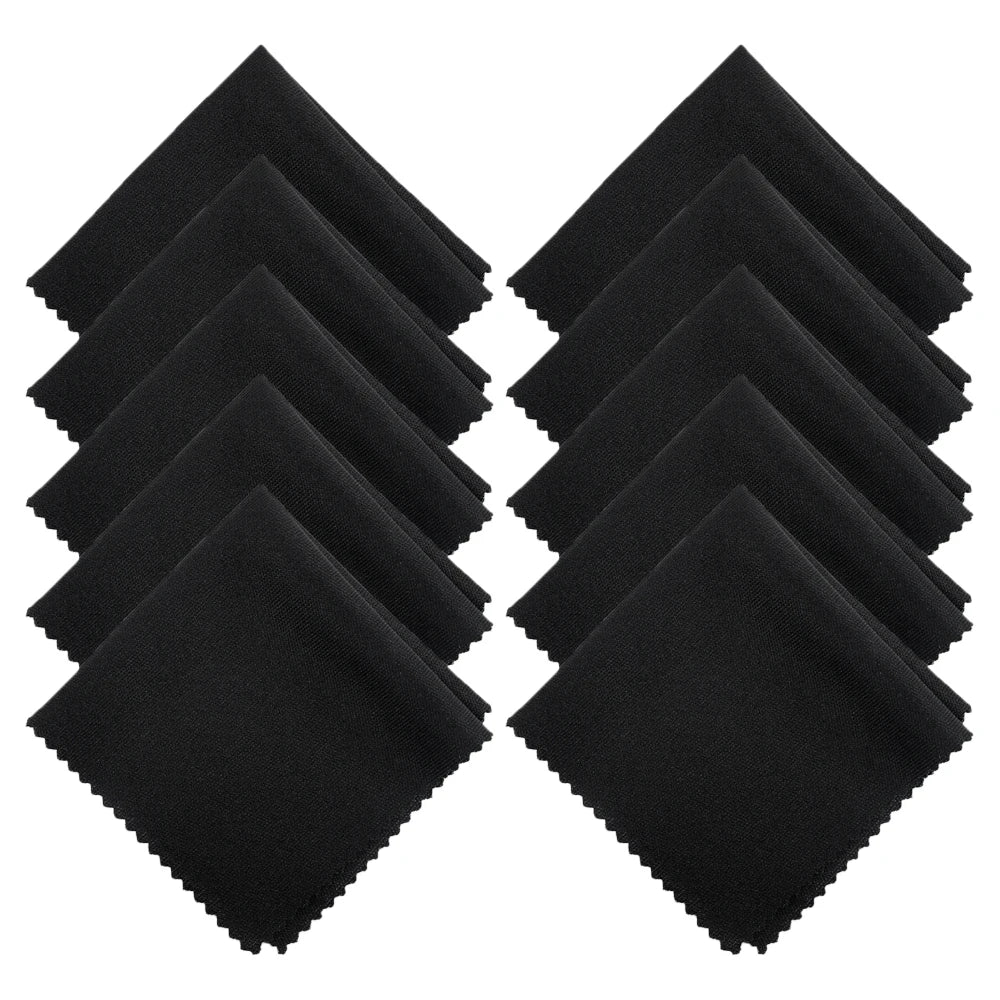 Microfiber cleaning cloths, two sets of black square cloths with serrated edges