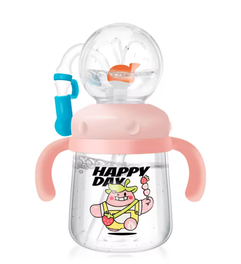 Children's Whale Cartoon Diving Fountain Water Bottle - Tritan Leakproof Sippy Cup (Various Sizes & Colours)