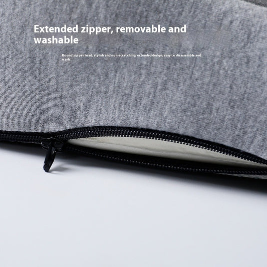 Memory foam backrest cushion, dark gray fabric cover with black zipper seam