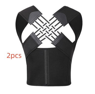 Unisex posture corrector back brace in dark gray with cross-back strap layout