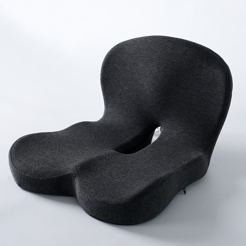 Memory foam backrest cushion, dark gray ergonomic lumbar support with center cutout