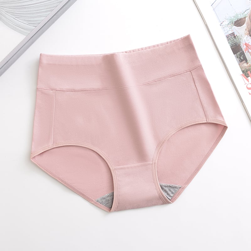 Women’s high-waist hip-lifting briefs with full coverage, light pink