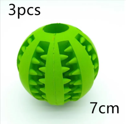 Green rubber treat-dispensing slow feeder dog ball with circular base and spike ridges