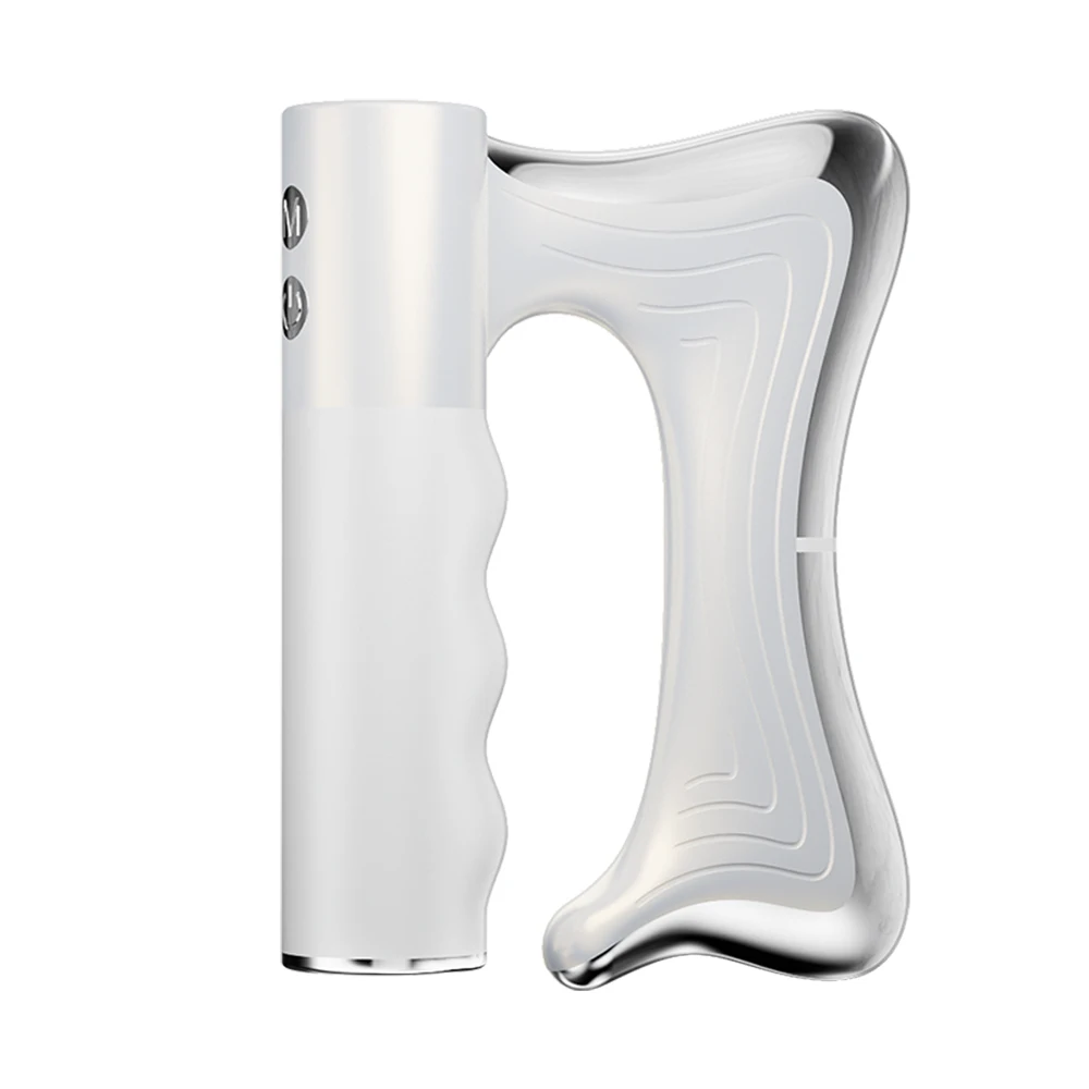 White handheld massage blade tool with contoured grip and rounded head