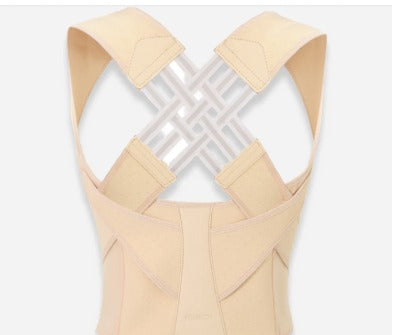 Unisex posture corrector back brace in beige with adjustable shoulder pads