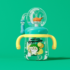 Children's Whale Cartoon Diving Fountain Water Bottle - Tritan Leakproof Sippy Cup (Various Sizes & Colours)