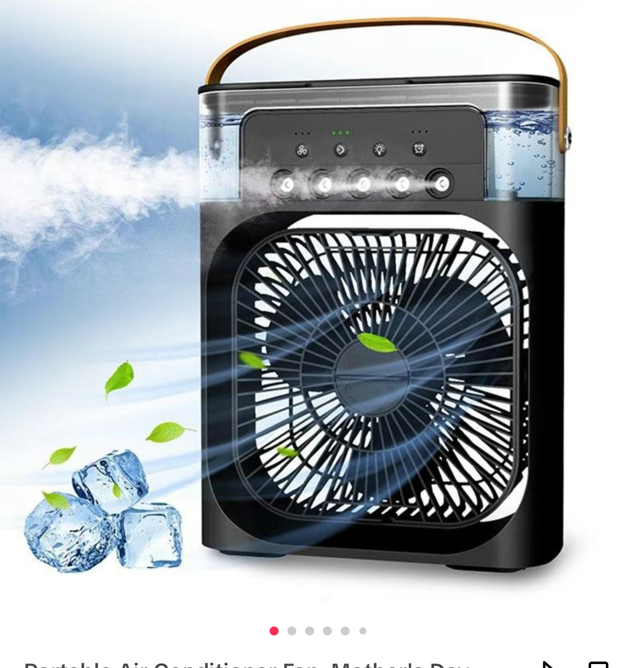 Portable air cooler fan, dark mini evaporative cooler with water-splash window and fan grille