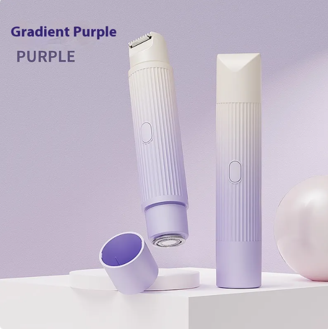 Dual-head electric epilator with gradient purple handle and charging base on display