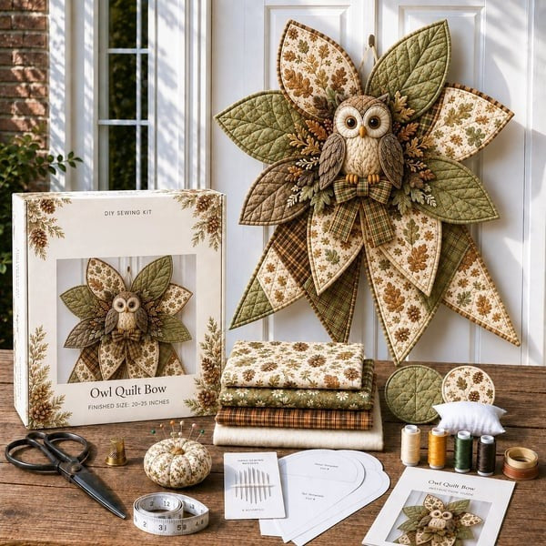 DIY Oversized Quilted Bow Sewing Kit Fabric Craft Set With Large Bow Pattern For Handmade Projects