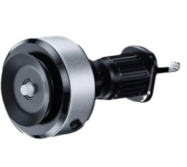 Silver and black magnetic car phone mount with suction base and circular pivot head