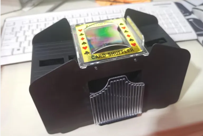 Automatic electric card shuffler in black, colorful card-shuffler screen and card slot