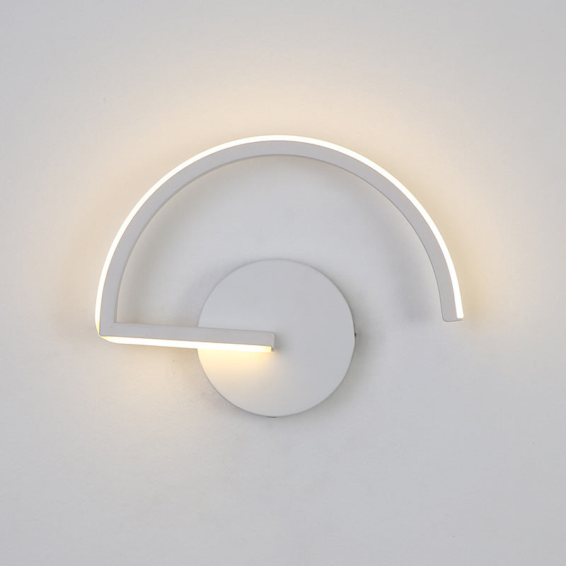 Wall sconce with arched light frame and circular backplate, white finish, front view