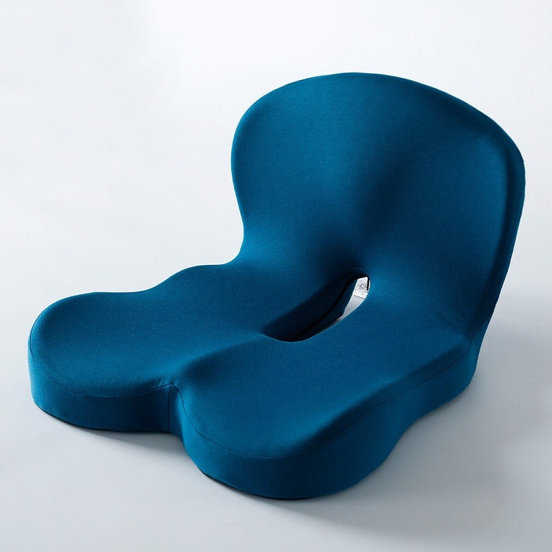 Memory foam backrest cushion, teal blue ergonomic lumbar support with cutout