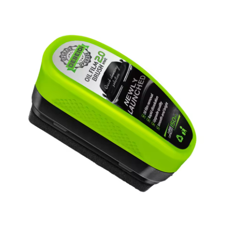 Car glass oil film remover brush, neon green with black base and grip